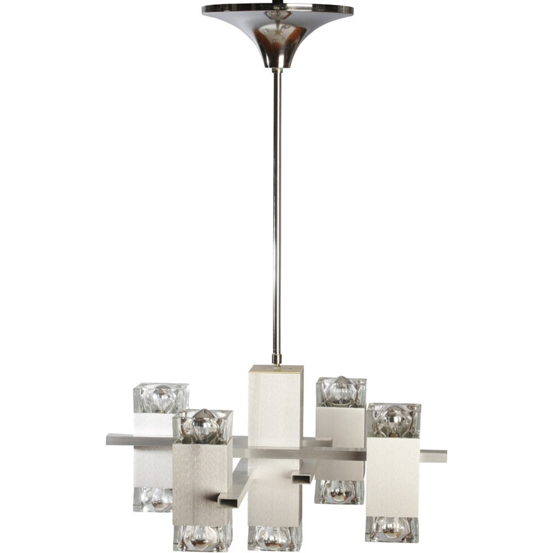 Mid-century cubic chandelier, Gaetano SCIOLARI - 1960s