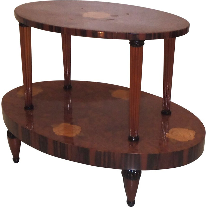 Vintage solid mahogany pedestal table, 1925