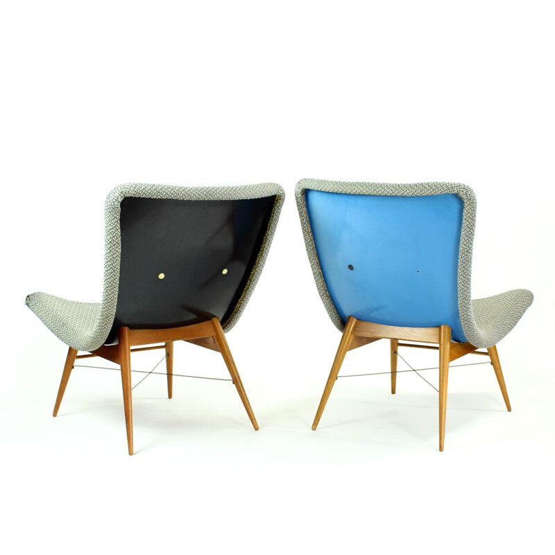Pair of vintage Lounge Chairs By Miroslav Navratil For Cesky Nabytek Czechoslovakia 1959s