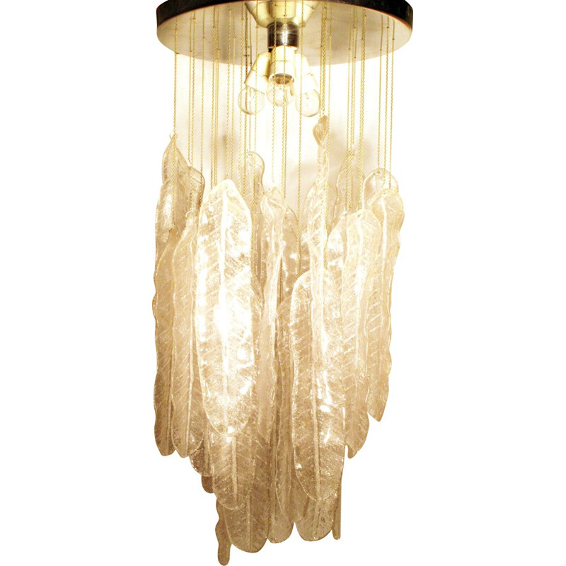 Lustre "plume" italien en verre de Murano - 1970