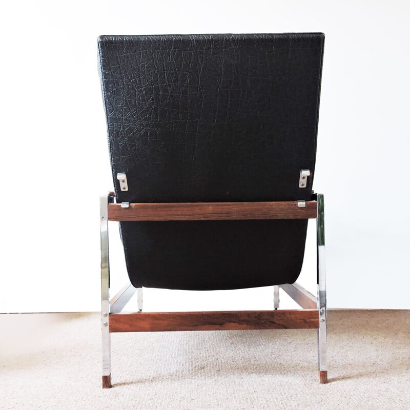 Vintage-Lounge-Sessel aus Palisanderholz und Chrom von Eric Merthen für Dahlens Fatoljindustri 1960