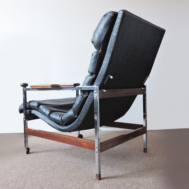Vintage-Lounge-Sessel aus Palisanderholz und Chrom von Eric Merthen für Dahlens Fatoljindustri 1960