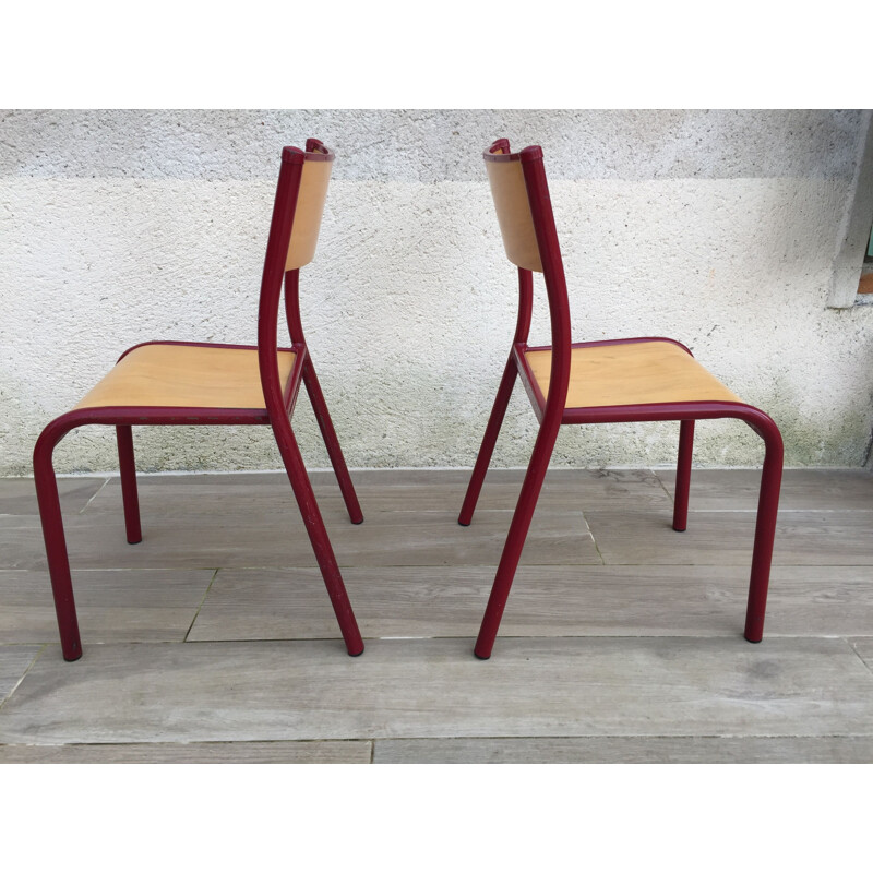 Vintage children's school chair bordeaux