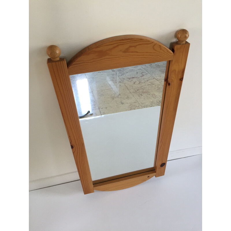 Vintage wooden mirror 1980s