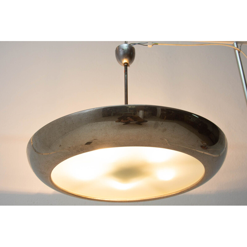 Vintage copper pendant lamp "UFO" by Josef Hurka, Czechoslovakia 1940