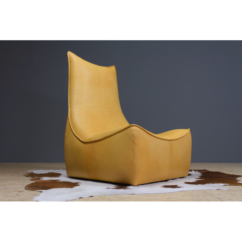 Vintage Gerard van den Berg leather Rock lounge chair Brutalist 1970s