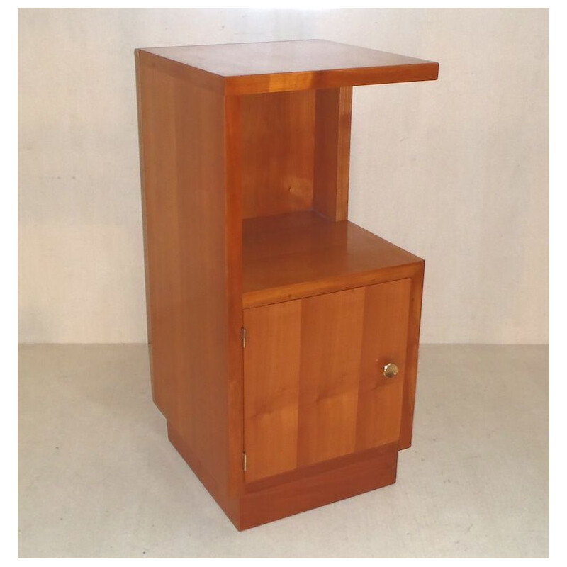 Vintage high bedside table in cherry wood 1960s