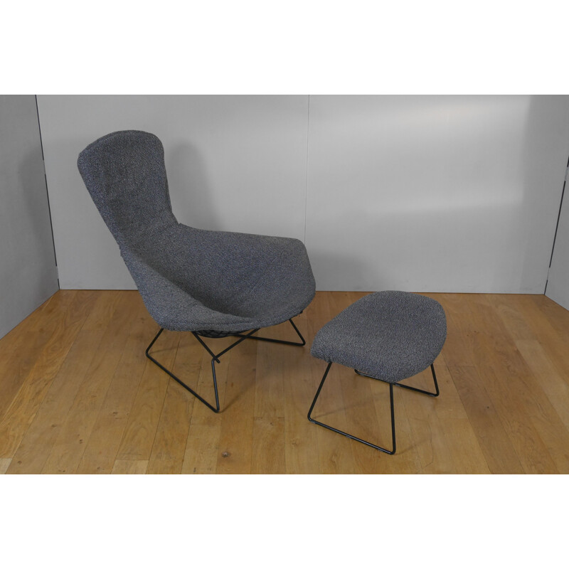 Vintage armchair and ottoman Bird by Harry bertoia Knoll 1950s