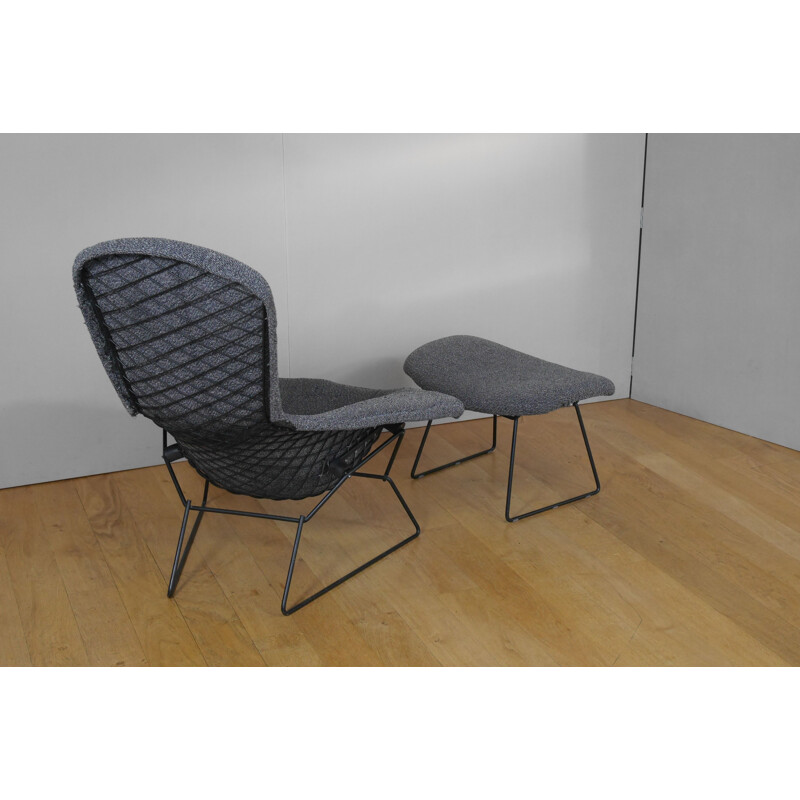 Vintage armchair and ottoman Bird by Harry bertoia Knoll 1950s