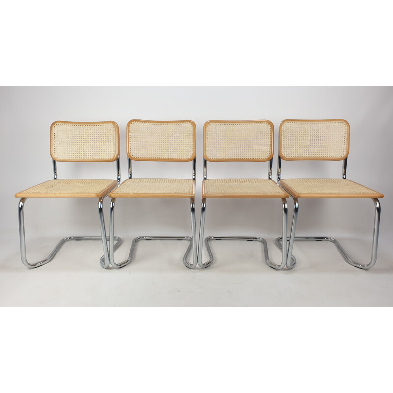 Set of 4 vintage Cesca Chair by Marcel Breuer