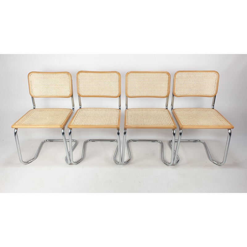 Set of 4 vintage Cesca Chair by Marcel Breuer