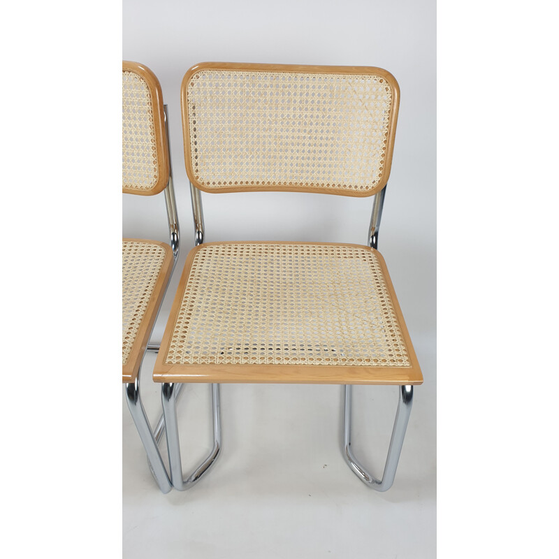 Set of 4 vintage Cesca Chair by Marcel Breuer