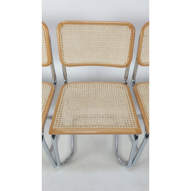 Set of 4 vintage Cesca Chair by Marcel Breuer