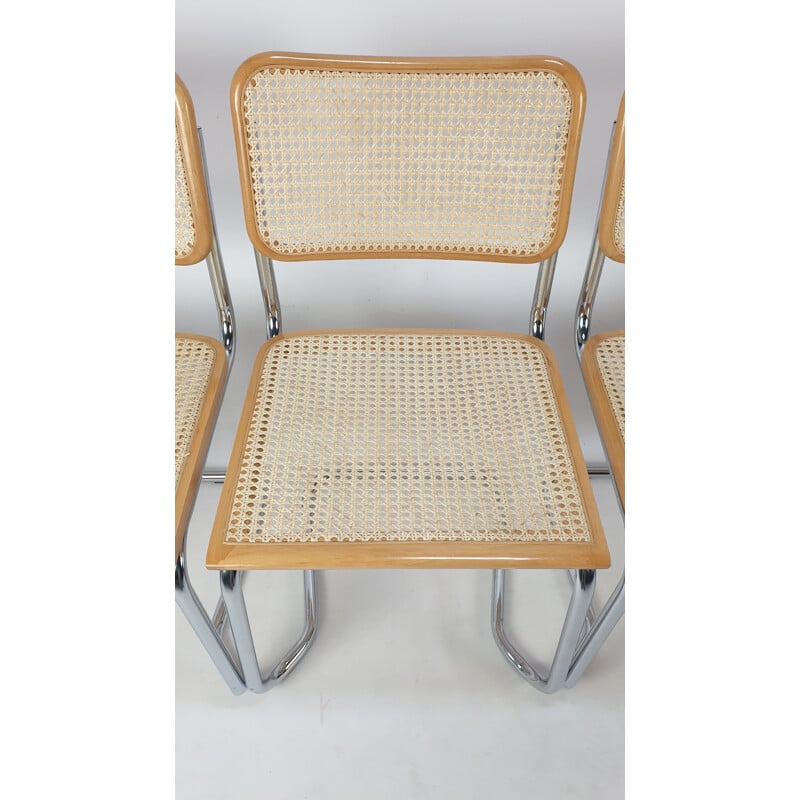 Set of 4 vintage Cesca Chair by Marcel Breuer