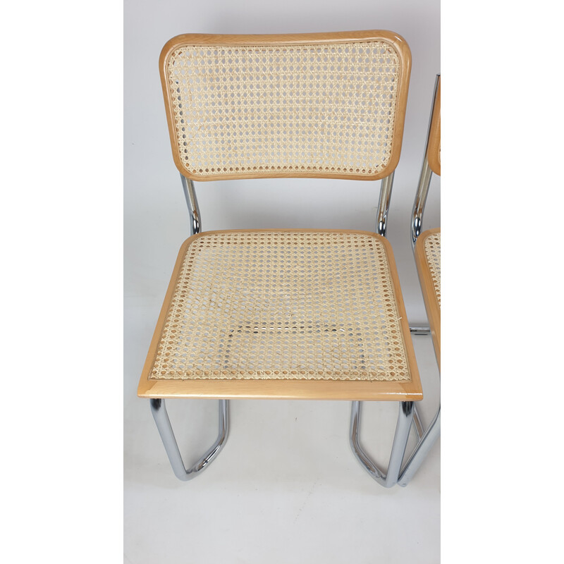 Set of 4 vintage Cesca Chair by Marcel Breuer