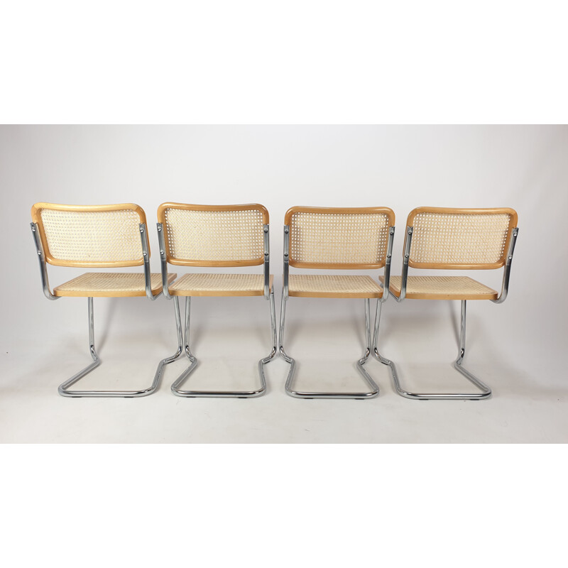 Set of 4 vintage Cesca Chair by Marcel Breuer