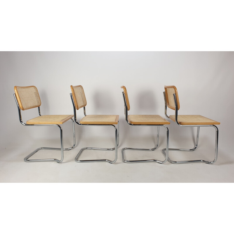 Set of 4 vintage Cesca Chair by Marcel Breuer