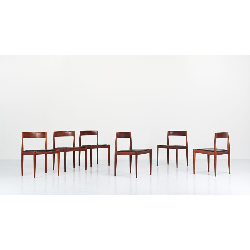 Suite of 6 vintage "4110" chairs for Fritz Hansen Denmark 1960