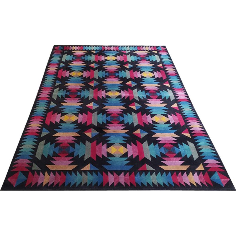 Vintage Geometric Woolen Rug by Missoni for T&J Vestor Italian 1980s