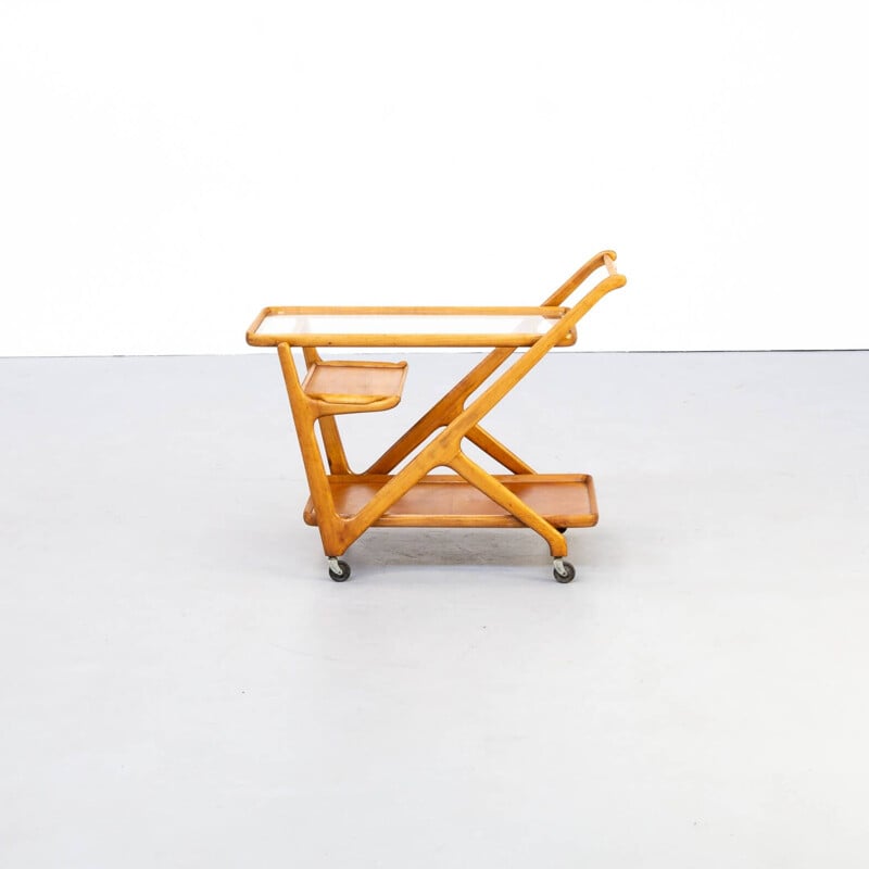 Vintage wood thee trolley  Cesare Lacca ceder for Cassina 1950s