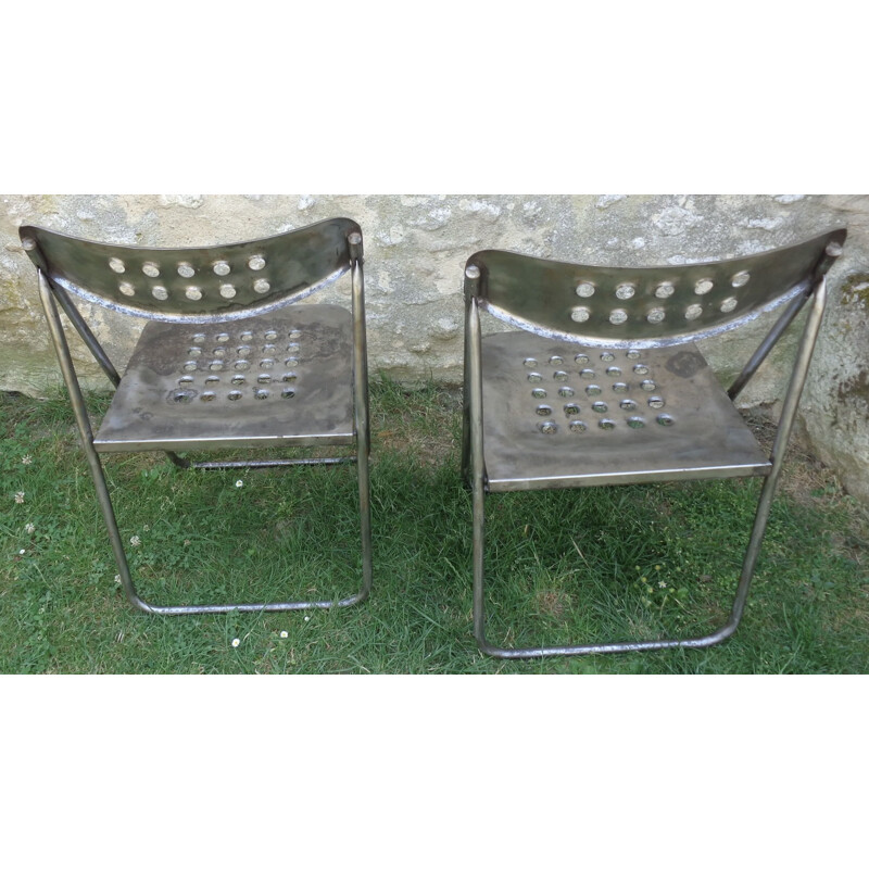 Pair of Vintage Metal Folding Chairs 1970