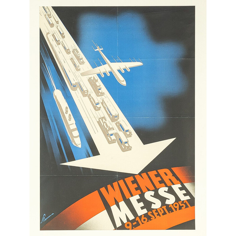 Vintage-Poster aus schwarzem Naturholz von Victor Theodor Slama, 1951