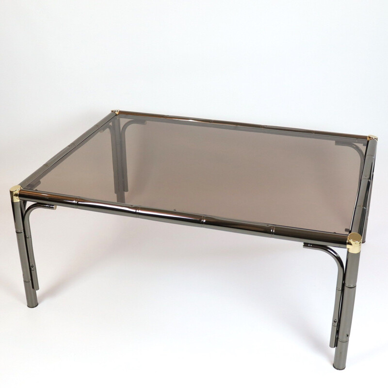 Vintage smoked glass coffee table, 1980