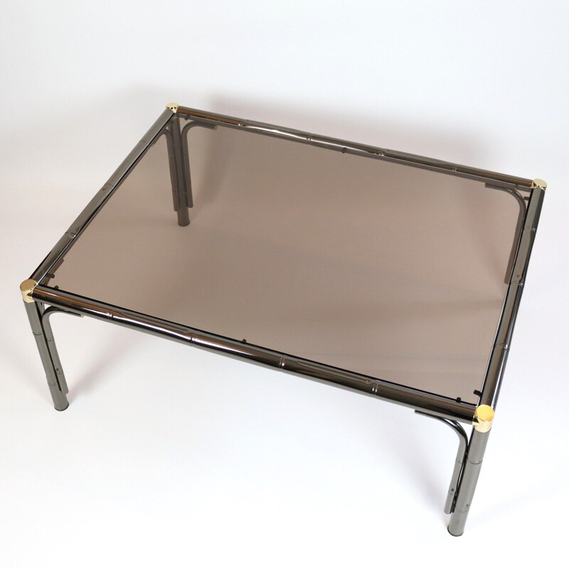 Vintage smoked glass coffee table, 1980