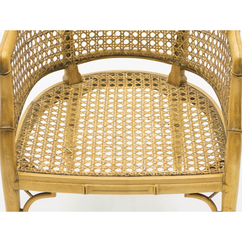 Paire de fauteuils vintage bambou cannage 1960