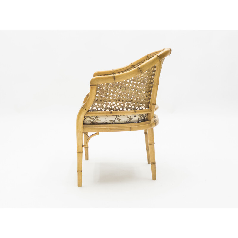 Paire de fauteuils vintage bambou cannage 1960