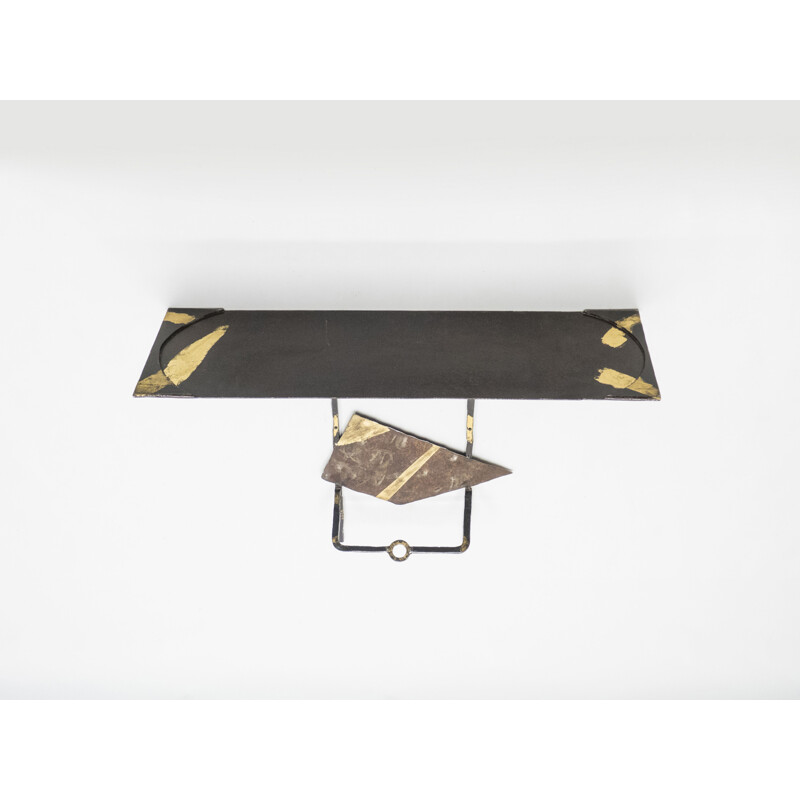 Vintage gilded iron console, 1990