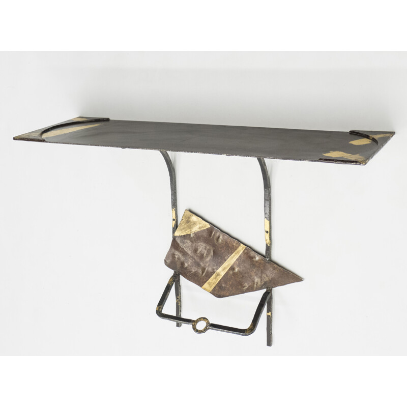 Vintage gilded iron console, 1990