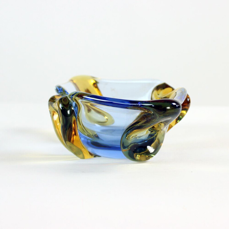 Vintage art glass bowl or ashtray by Frantisek Zemek for Skrdlovice, Czechoslovakia 1960