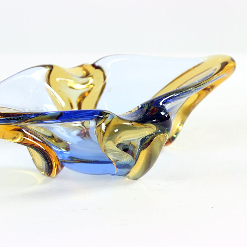 Vintage art glass bowl or ashtray by Frantisek Zemek for Skrdlovice, Czechoslovakia 1960