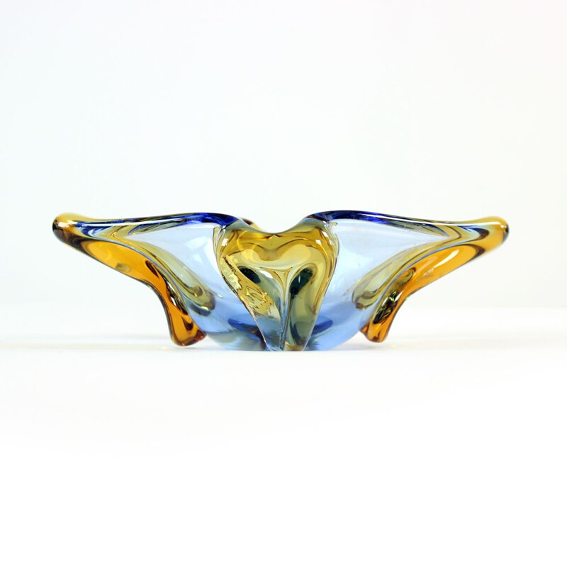 Vintage art glass bowl or ashtray by Frantisek Zemek for Skrdlovice, Czechoslovakia 1960