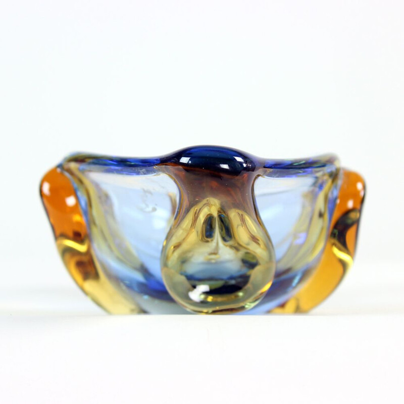 Vintage art glass bowl or ashtray by Frantisek Zemek for Skrdlovice, Czechoslovakia 1960