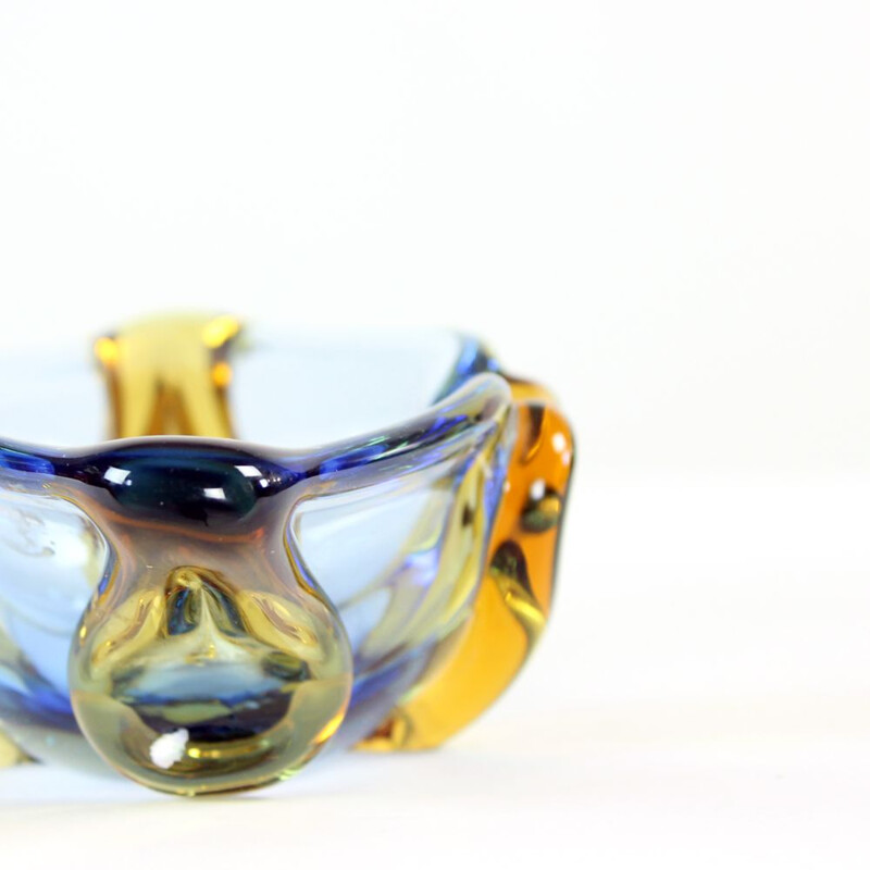 Vintage art glass bowl or ashtray by Frantisek Zemek for Skrdlovice, Czechoslovakia 1960