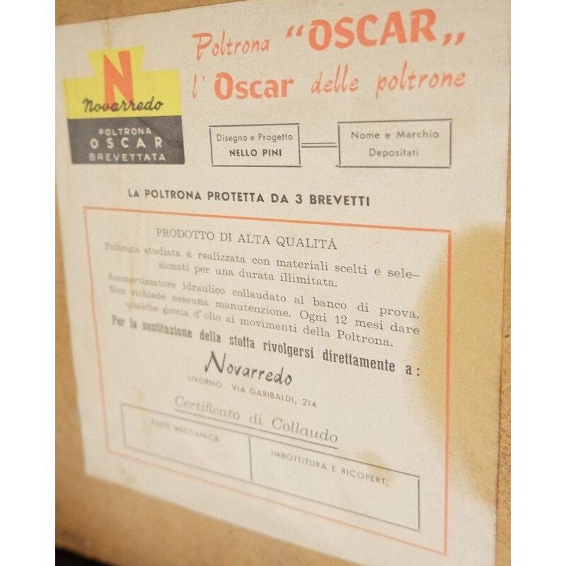Fauteuil inclinable vintage "Oscar" de Nello Pini pour Novarredo 1959