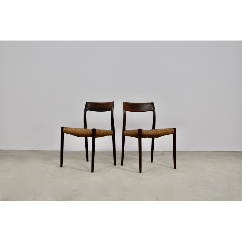 Set of 6 vintage Model 77 Chairs by Niels Møller for J.L. Møllers