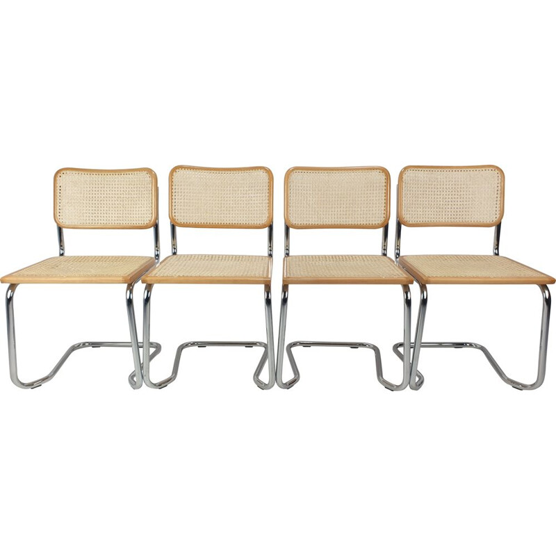 Set of 4 vintage Cesca Chair by Marcel Breuer