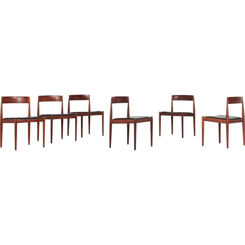 Suite of 6 vintage "4110" chairs for Fritz Hansen Denmark 1960