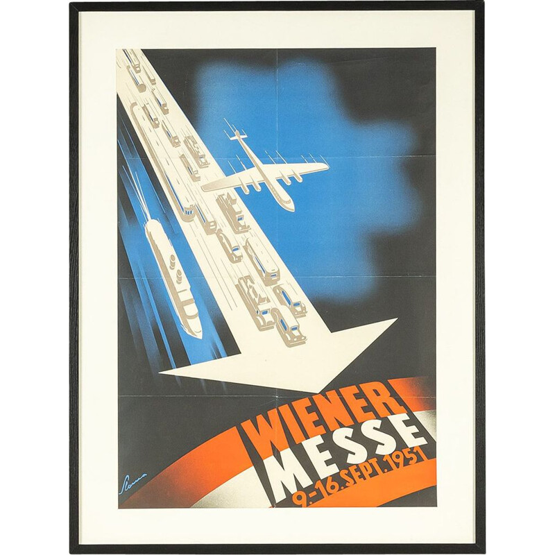 Vintage-Poster aus schwarzem Naturholz von Victor Theodor Slama, 1951