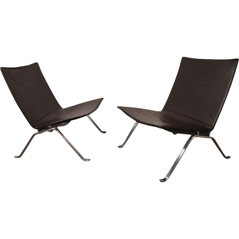 Pair of vintage PK22 armchairs by Poul Kjaerholm for Fritz Hansen