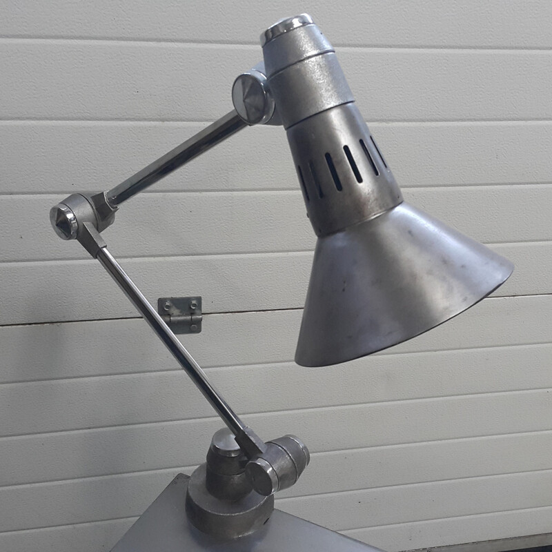 Adjustable industrial lamp in steel and metal - 1970s