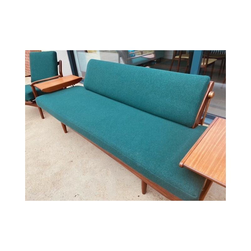 Vintage Sofa Bed Set and Pair of Armchairs Toothill 1960