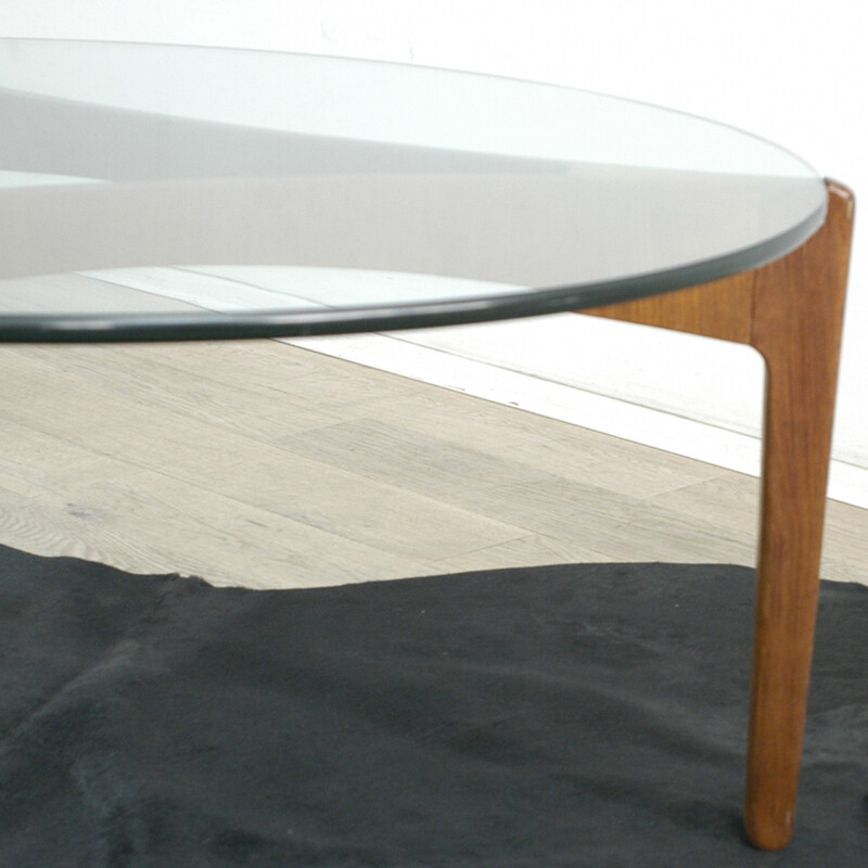 Scandinavian Linneberg Mobelfabrik coffee table in teak and glass, Sven ELLEKAER - 1960s