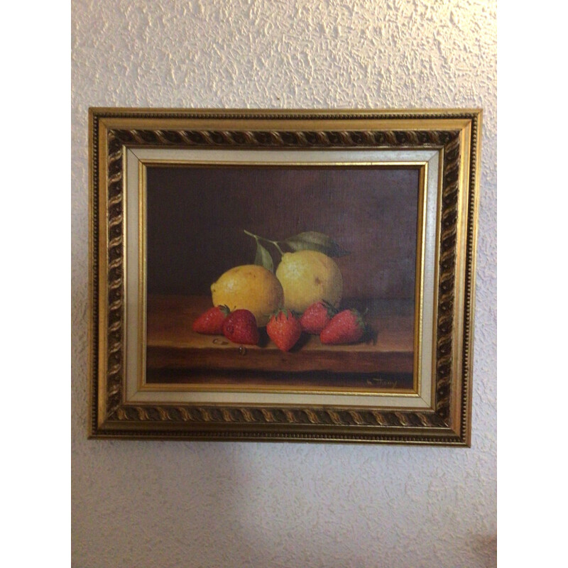 Vintage painting still life of the painter Thouy 1970
