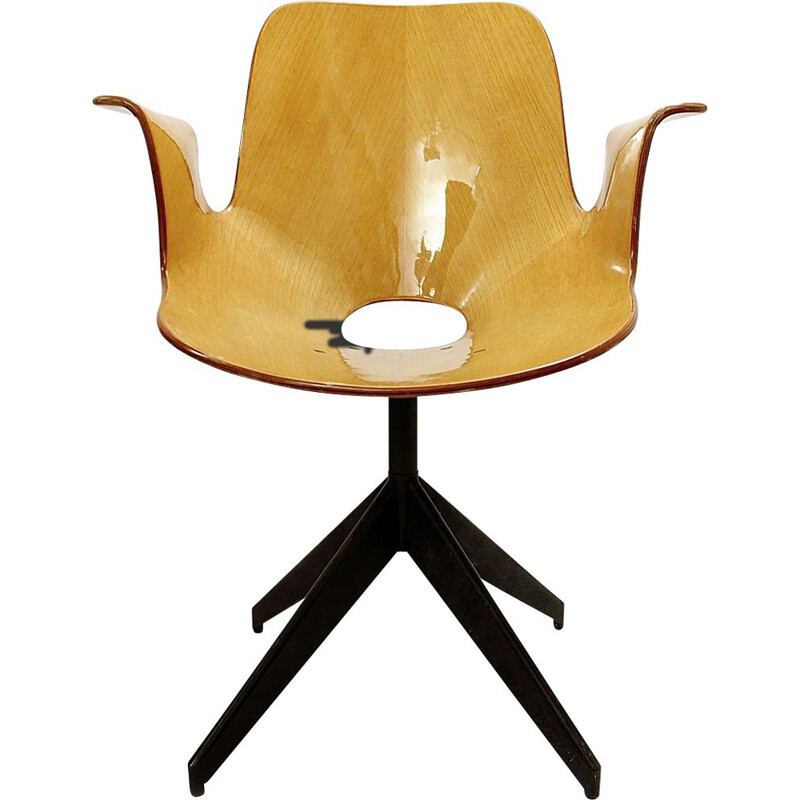 Vintage Medea office chair with swivel base by Vittorio Nobili for Fratelli Tagliabue, 1950