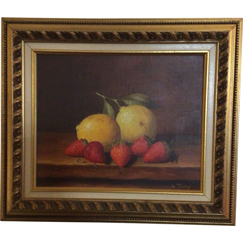 Vintage painting still life of the painter Thouy 1970