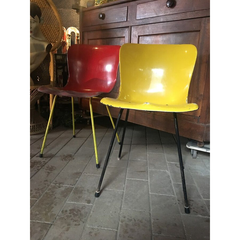 Pair of vintage bakelite wood chairs by Elmar Flototto for Pagholz, 1950